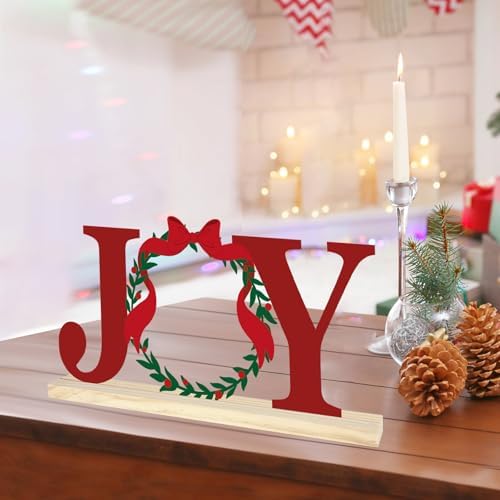 Metal Merry Christmas Joy Sign Decorations for Home Party Shelf Mantel