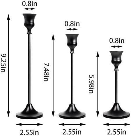 NLBTW Black Candlestick Holders, Metal Taper Candle Holder, Set of 3