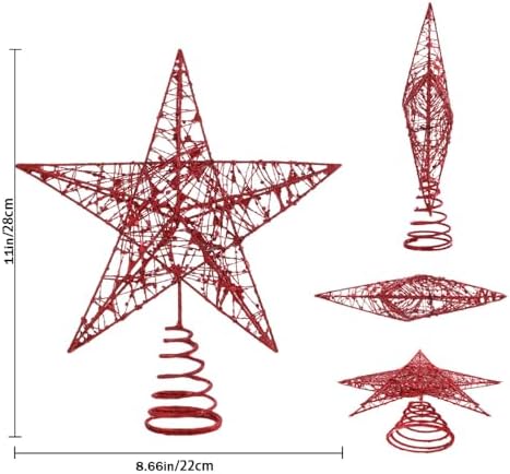 Christmas Tree Toppers Glitter Red Star for Christmas Tree Decoration