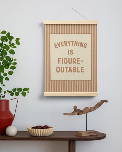 FGFK Everything Is Figureoutable Positive Affirmations Wall Art Poster Hanger Frame, Retro Warm Beige Inspirational