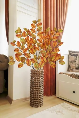 41 inch Artificial Fall Leaves Stem Yellow Fake Autumn Foliage Branches