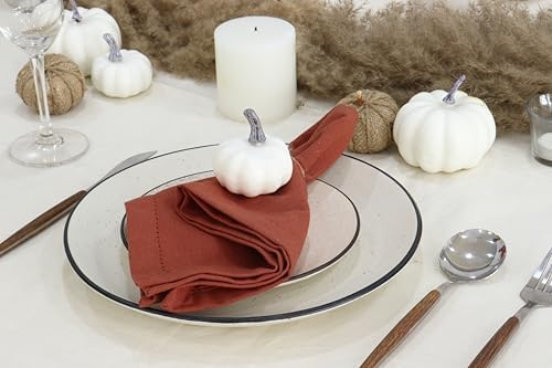 PurpleEssences Hemstitch Cloth Napkins 18x18 in Set of 6 - Rust