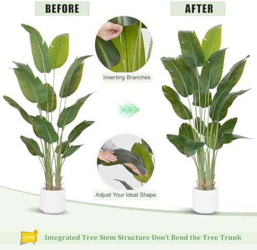 Artificial Bird of Paradise Plant 7.5Ft Tall Fake Tropical Palm Tree Large Fake Plants with 18 Silk Banana Leaves Faux