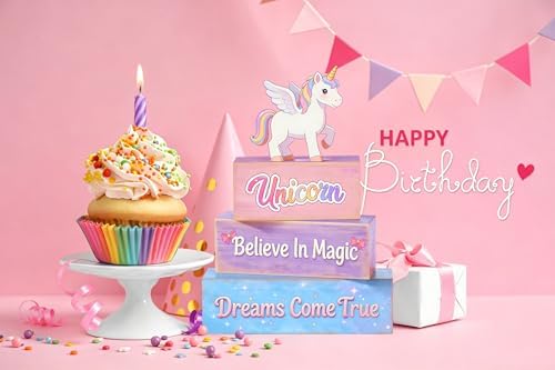 4 Pcs Unicorn Wooden Table Decorations