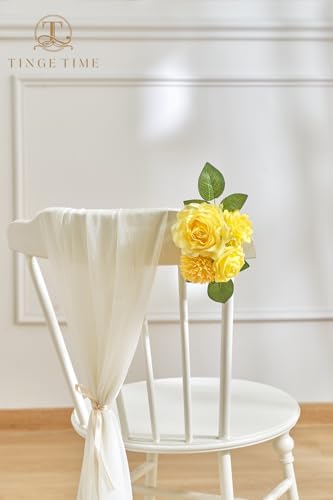 TINGE TIME 23pcs Artificial Wedding Flower Combo, Rose Pompon Mums Yellow