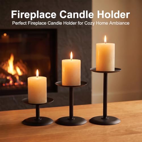 Homemory Fall Halloween Table Decor, Black Metal Candle Holders Set of 3