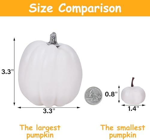 winemana 46 Pcs Artificial White Pumpkins Fall Decorations