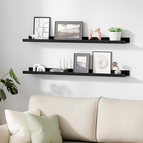 upsimples Floating Shelves for Wall Decor and Storage, Black, 6Pcs 35.5''