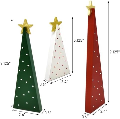 3 Christmas Trees Wooden Table Decorations Centerpiece Block Holiday Tree