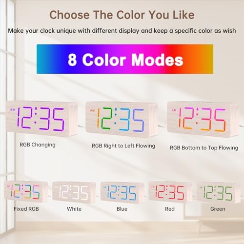 DreamSky Wooden Digital Alarm Clock for Bedroom, Living Room Desk