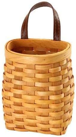 Hand-Woven Wood Storage Basket Portable Wall Hanging Flower Basket Organizer Fruit Vegetable Rattan