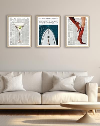 EcoHest 12x16 in Red Boots Newspaper Framed Wall Art