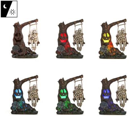 Halloween Skull Statue with Spooky LED Light for Home Indoor Decorations