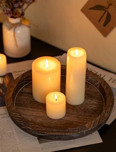 Round Wood Decorative Candle Plate / Distressed
