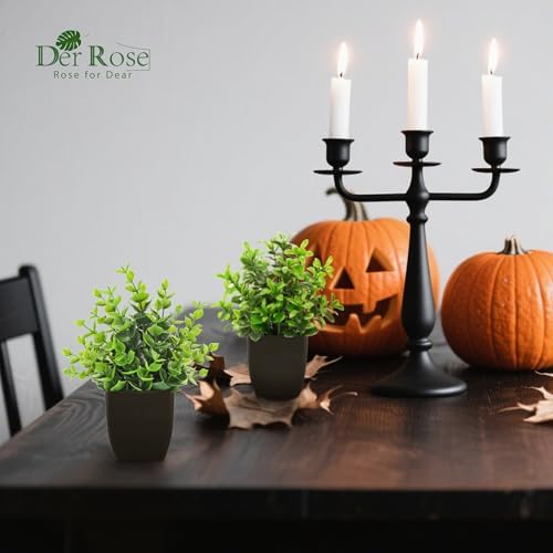 Der Rose 4 Pack Black Bathroom Decor Small Fake Plants, Halloween Decor