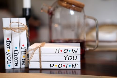 Friends TV Show Merchandise Sign for Home Tiered Tray Decor, Mini Decorative Wood Book Stack for Shelf Accent, Funny Friendship Gifts - How You Doing Sign