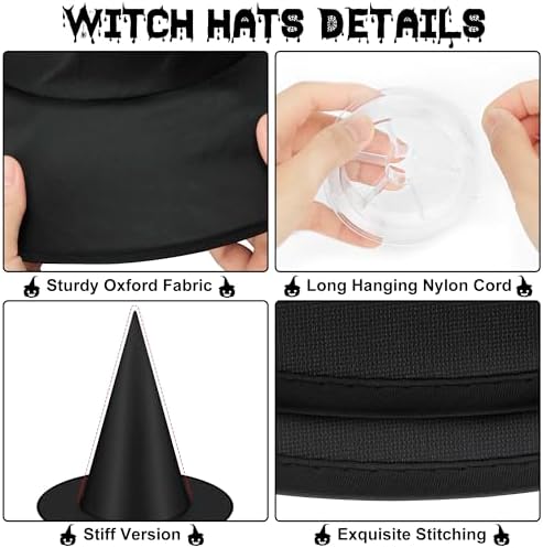 36 PCS Witch Hats, Black Witches Hat Halloween Decorations Ceiling Porch