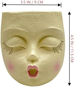 Flower Head Planter Pot,Resin Big Face Planters with Waiting Kiss,Yellow,1P