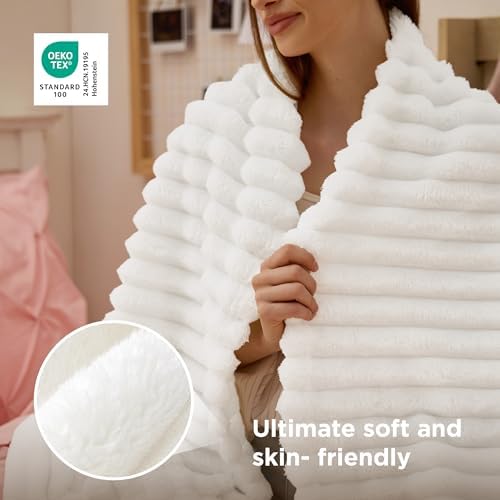 Bedsure Soft Cozy Twin XL Blanket for Bed College Dorm Off White 66"x90"
