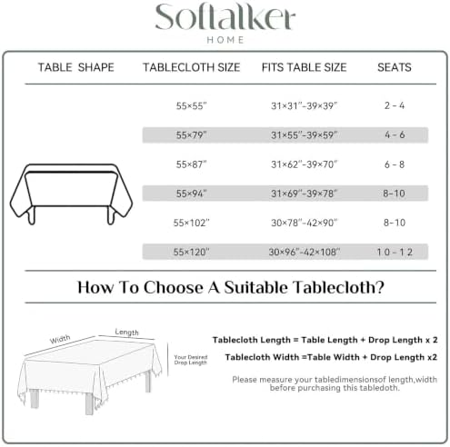 Softalker Fall Gingham Rectangle Tablecloth with Tassel, Orange, 55" x 84"