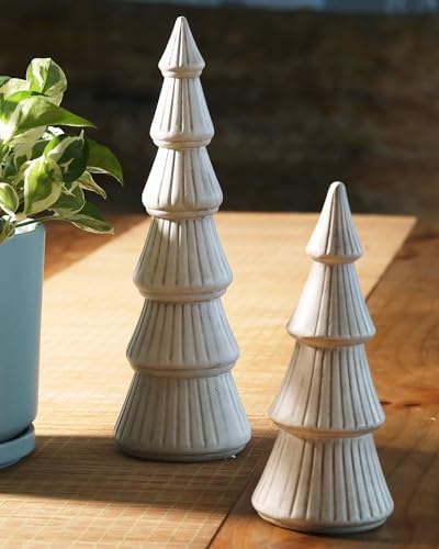 WONDROUS' DECO Wooden Christmas Tree Figurine Decor for Table Centerpieces