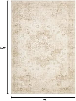 Garvee 8x10 Area Rug Vintage Boho Beige Washable Living Room Rug Non Slip