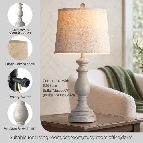 PARTPHONER Traditional Table Lamp Set of 2, Rustic Farmhouse Table Lamps for Living Room Bedroom, 27" Bedside Desk