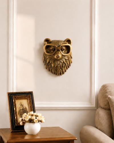 UITWMKTG Gold Bear Head Wall Decor - Modern Animal Wall Sculpture, Bear Wall Art for Living Room, Bedroom, Office, Gold
