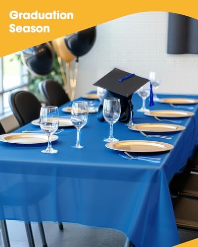 Niuara Blue Plastic Table Cloth Disposable, 4 Pack, 54 x 108 in