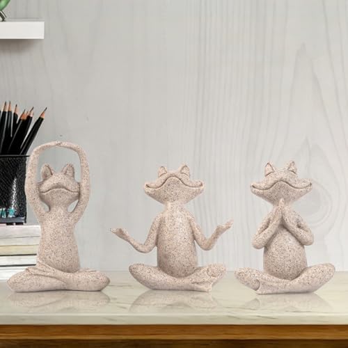 Suoedd Frog Yoga Figurines 3 Pcs,Modern Decor for Shelf,Desk,Office