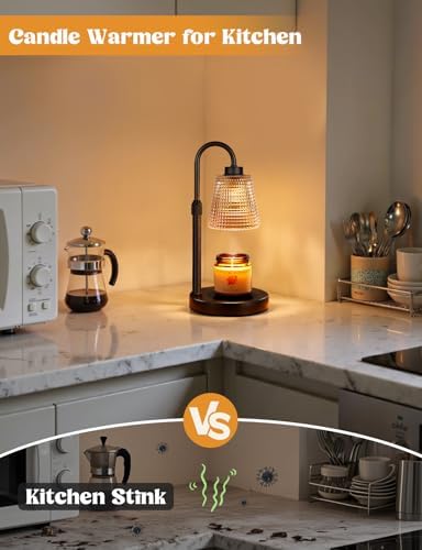 Amber Candle Warmer Lamp with Timer, Dimmable Candle Warmer for Jar Candles, Height Adjustable Wax Melts Warmer