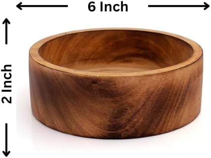 Handmade " Decorative Mango Wood Snack Serving Bowl For Dry Fruits Chips Coffee Table / 6 x 2