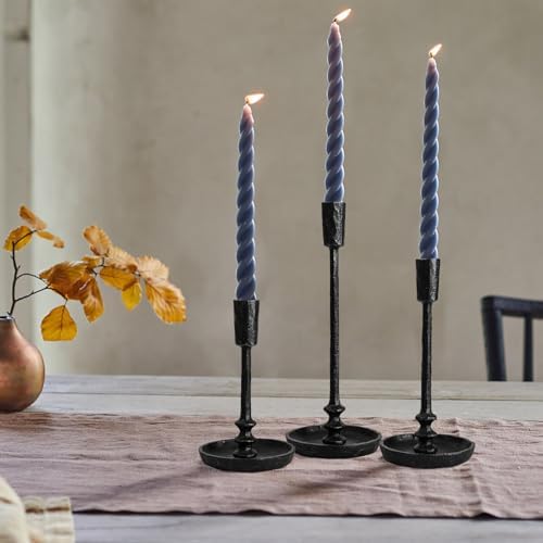 Rustic Cast Iron Taper Candle Holder - Set of 3 Vintage Candle Stands