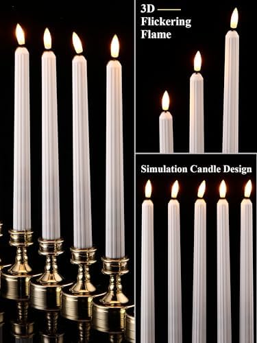 Treela Battery Operated LED Taper Candles,Roman Column,11 Inch,White