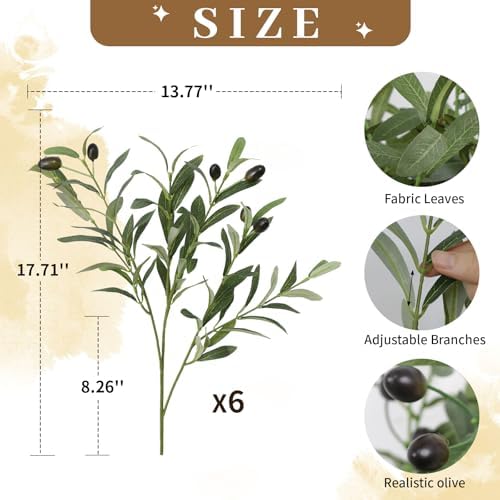 Artificial Olive Tree Branches / 18 / 18 Inch / Set of 6