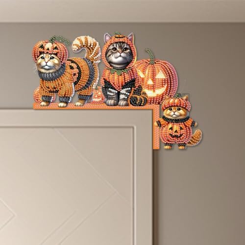 DIY Diamond Art Wooden Door Corner Decoration – Halloween Frame Sign Kit, Creative Wall Art Mosaic Frame Sign for Home Decor & Gifts