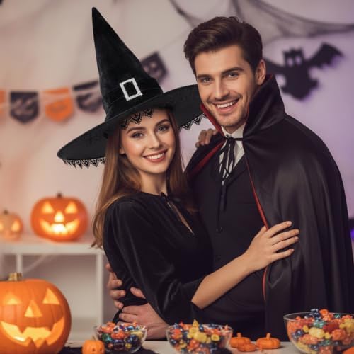 JUSTOTRY Witch Hat for Women - Halloween Women Costume Black