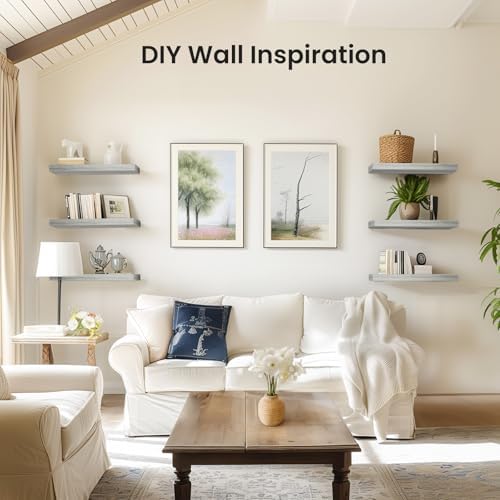 Amada 15.7" Floating Shelves for Wall Decor & Storage, Set of 3, Gray