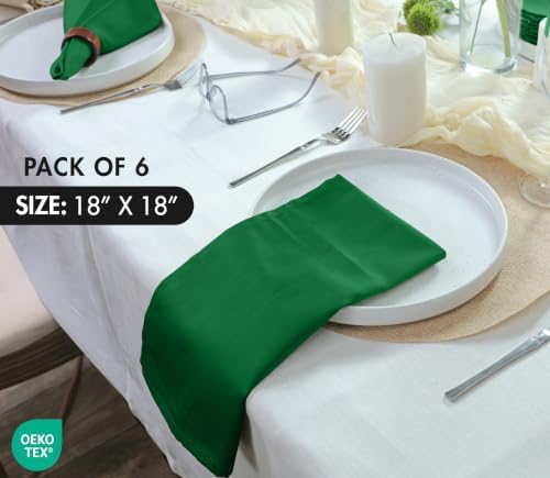 Ruvanti Cloth Napkins Set of 6, Cotton Enrich 18”x18” - Dark Green