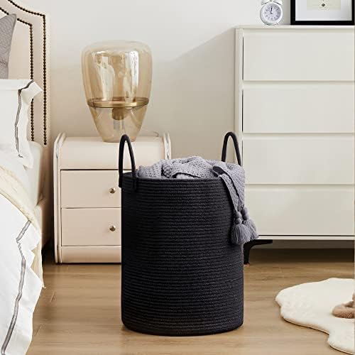 YOUDENOVA Woven Rope Laundry Hamper Basket, 58L Blanket Basket for Nursery