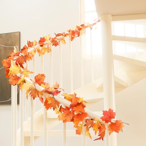Joyhalo 6 Pack Fall Garland with Orange Leaves