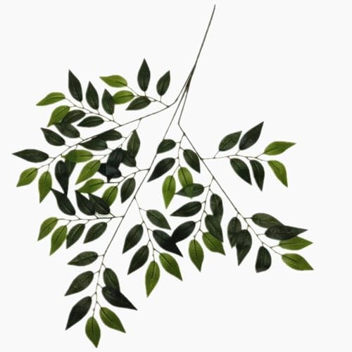 12pcs Artificial Oak Tree Branch Faux Eiche Leaf Stem Three Forks per piece for Greenery Wall Floral Decoration (12pcs Olive Leaf)