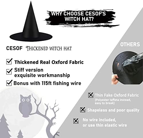 CESOF 6 Pcs Witch Hat Halloween Decorations Hanging Floating Witches Hats