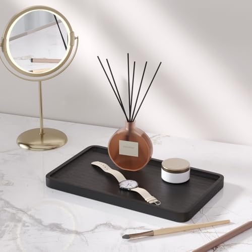 VERTORGAN Bamboo Serving Tray,9.8x5.9 Inch Trays,Home Decor(Black)