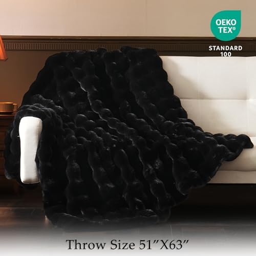 BENVWE Faux Fur Throw Blanket for Couch - Thickened Fluffy Soft Bubble Blanket for Living Room Home Decor - Fathers Day