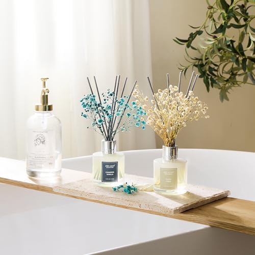 Airkeep Reed Diffuser 3.38 oz (100ml) 2pk,Clean Linen/Cashmere Vanilla Scented Reed Diffuser Set,Reed Diffuser & Oil