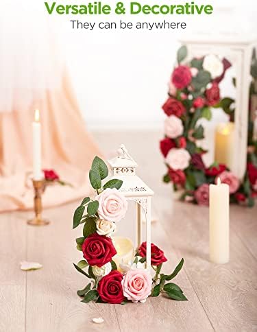 InnoGear Fake Roses 50 Pcs Shades of Dusty Flowers Artificial Faux Floral
