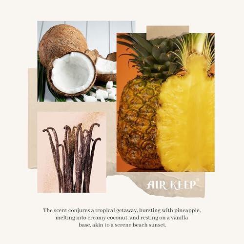 Airkeep Reed Diffuser Set,6.76 fl oz (200 ml) - Coconut & Pineapple Oil Diffusers with 8 Reed Sticks, Home Fragrance