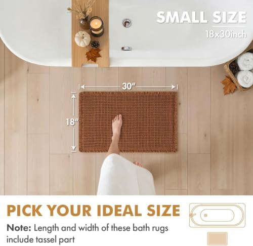 MIULEE Fall Terracotta Set of 2 Waffle Bathroom Rugs Bath Mat 18x30 Inch