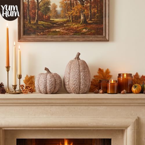 2Pcs Resin Pumpkin Figurines, Lattice Fall Thanksgiving Decor